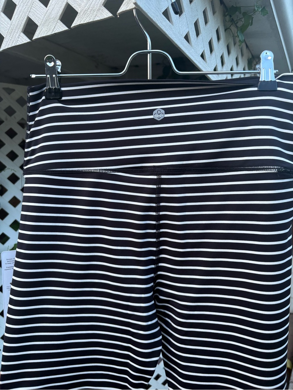 Scorpio Sol Black and White Striped High-Waist Leggings